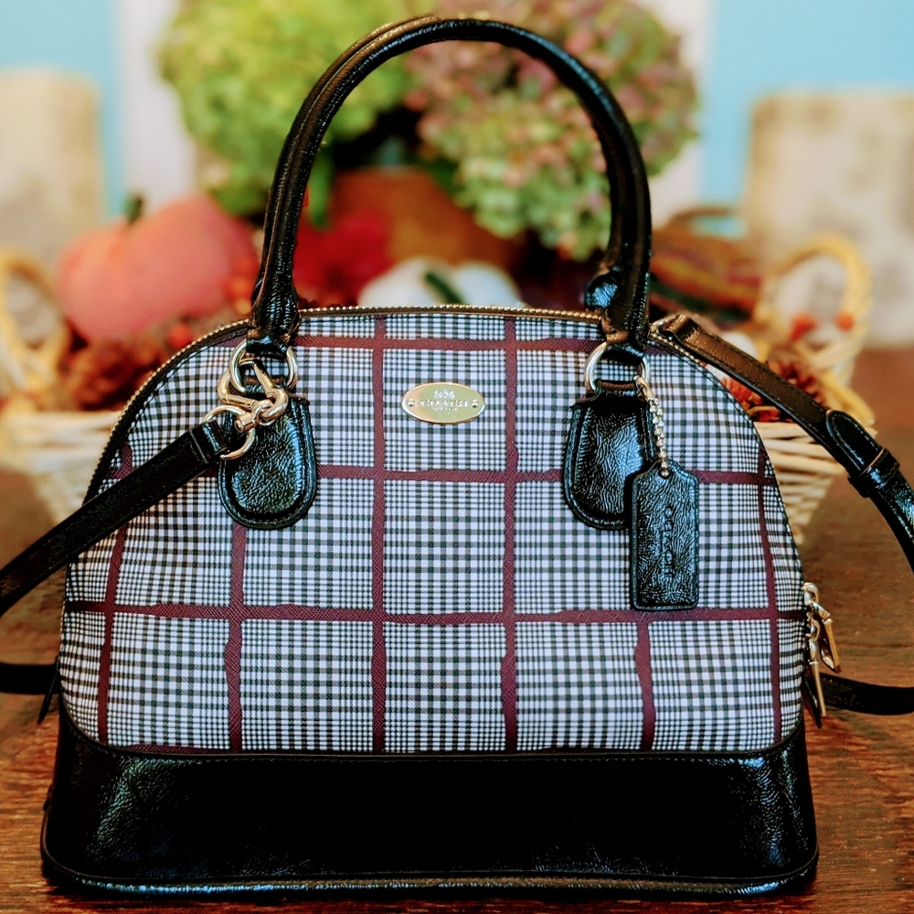 Coach Peyton Plaid Dome Crossbody